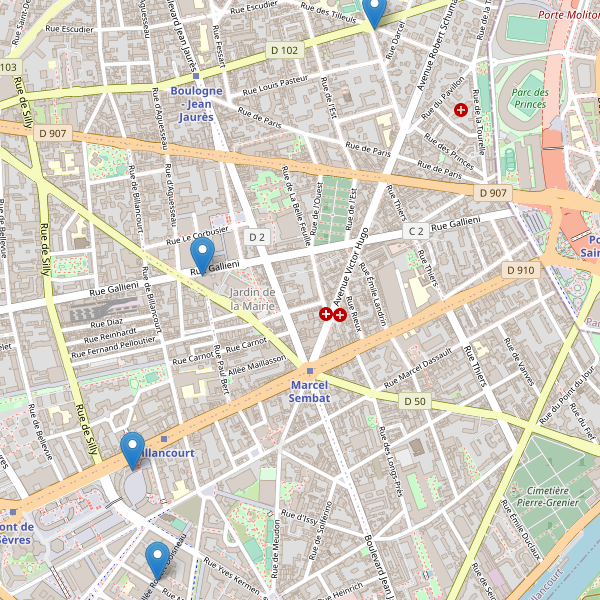 Carte des bibliotheques à Boulogne-Billancourt Thumbnail