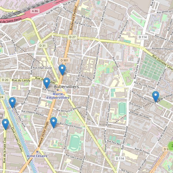 Carte des hotels à Aubervilliers Thumbnail