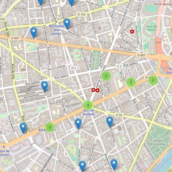 Carte des hotels à Boulogne-Billancourt Thumbnail