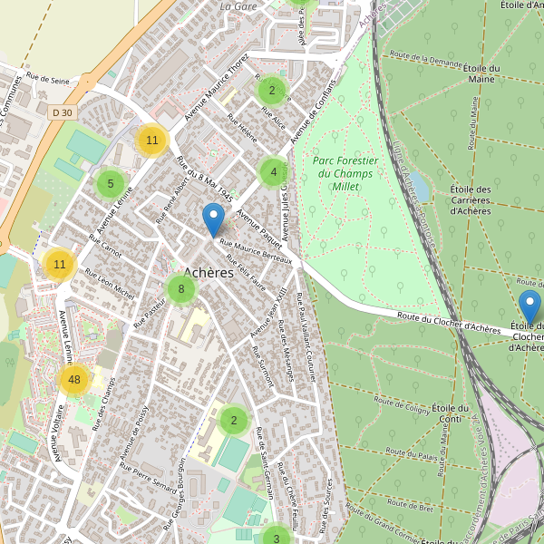 Carte des parkings à Achères (Yvelines) Thumbnail