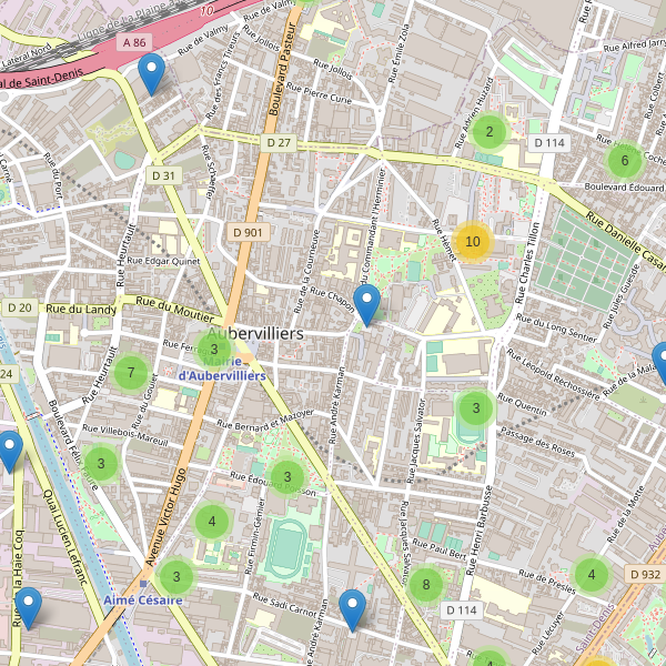 Thumbnail Carte des parkings à Aubervilliers