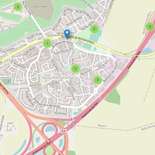 Carte des parkings à Bailly-Romainvilliers Thumbnail
