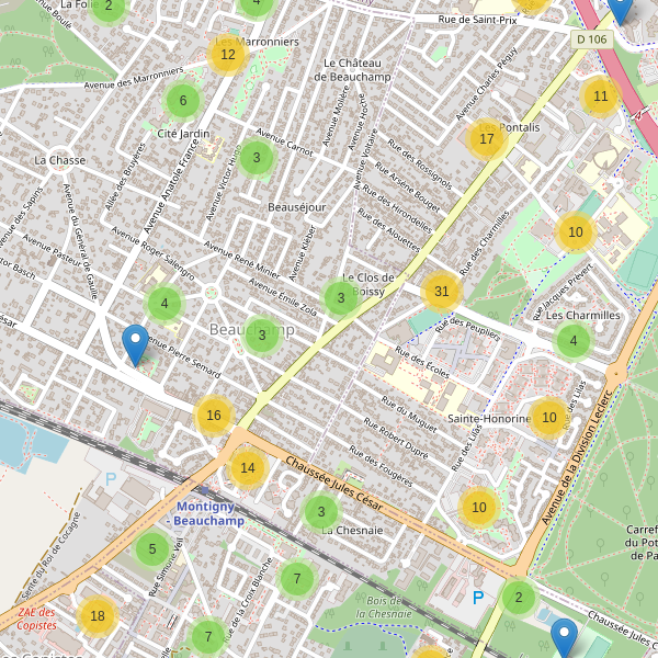 Carte des parkings à Beauchamp Thumbnail