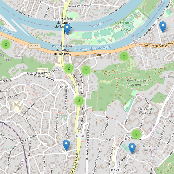 Carte des parkings à Bougival Thumbnail