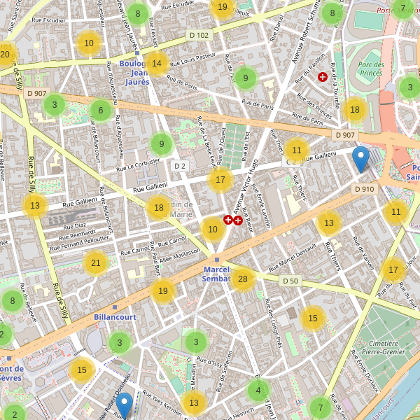 Thumbnail Carte des parkings à Boulogne-Billancourt