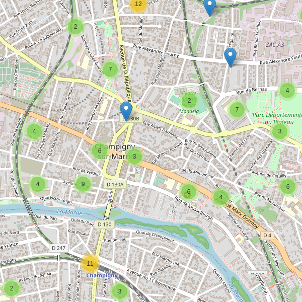 Thumbnail Carte des parkings à Champigny-sur-Marne