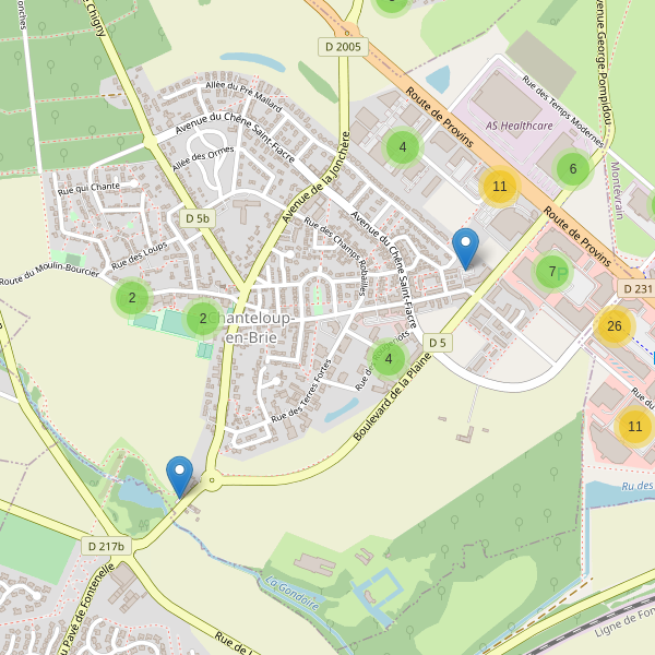 Carte des parkings à Chanteloup-en-Brie Thumbnail