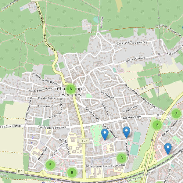 Carte des parkings à Chanteloup-les-Vignes Thumbnail