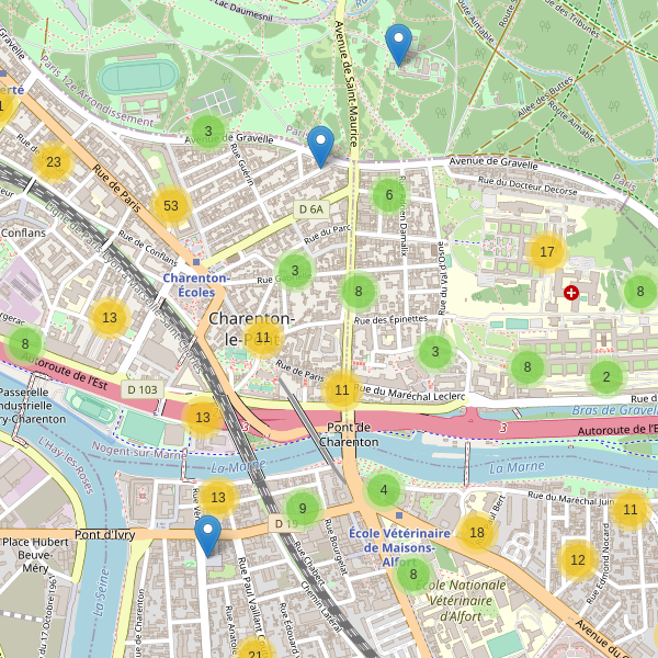 Carte des parkings à Charenton-le-Pont Thumbnail