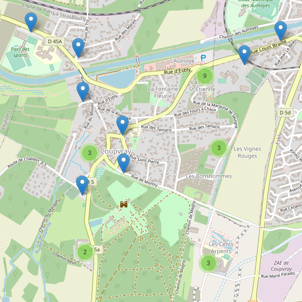 Carte des parkings à Coupvray Thumbnail