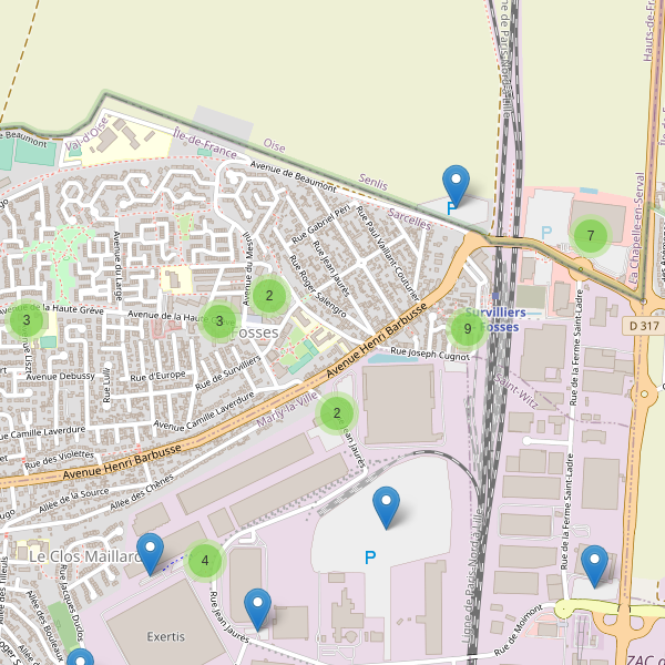 Carte des parkings à Fosses Thumbnail