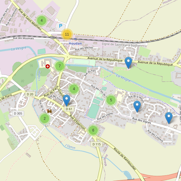 Carte des parkings à Houdan Thumbnail