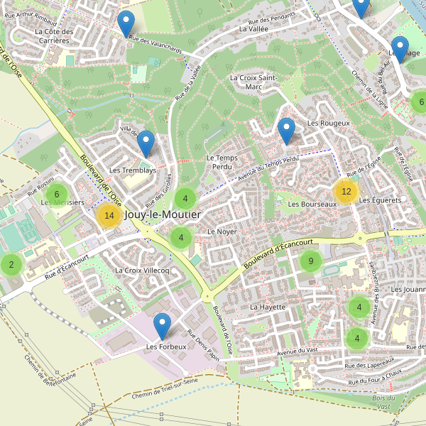 Carte des parkings à Jouy-le-Moutier Thumbnail