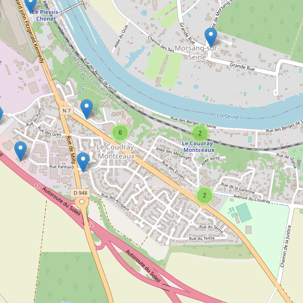 Carte des parkings à Le Coudray-Montceaux Thumbnail