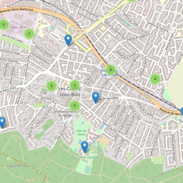 Carte des parkings à Les Clayes-sous-Bois Thumbnail