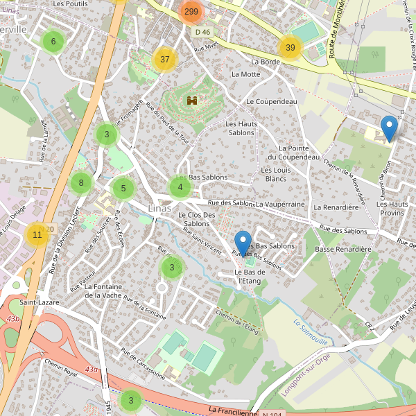 Carte des parkings à Linas Thumbnail