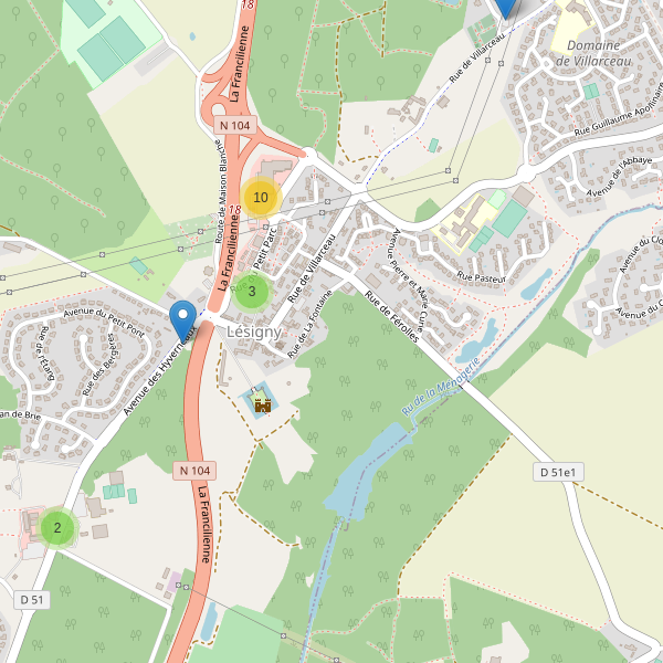 Carte des parkings à Lésigny (Seine-et-Marne) Thumbnail
