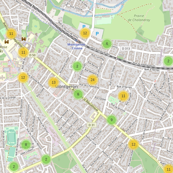 Carte des parkings à Montgeron Thumbnail