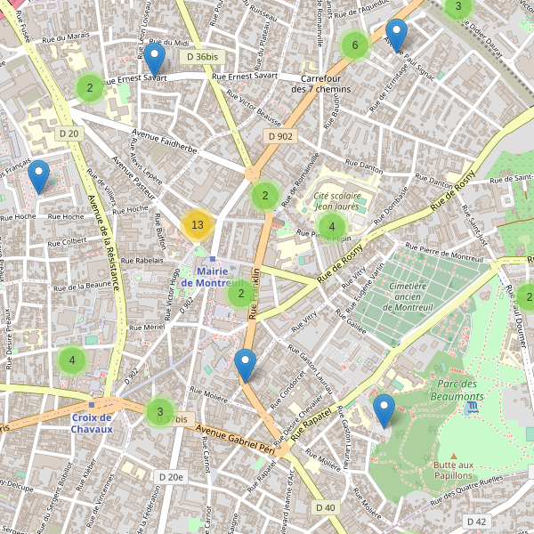 Thumbnail Carte des parkings à Montreuil