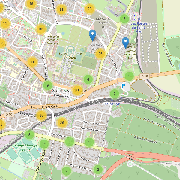 Carte des parkings à Saint-Cyr-l'École Thumbnail
