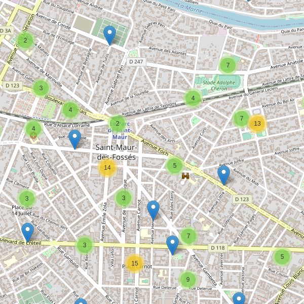 Thumbnail Carte des parkings à Saint-Maur-des-Fossés