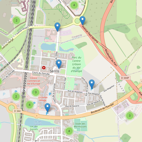 Carte des parkings à Serris Thumbnail