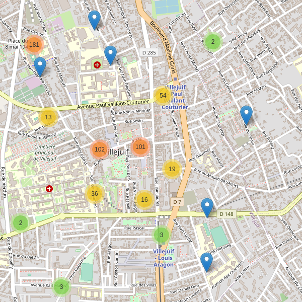 Carte des parkings à Villejuif Thumbnail