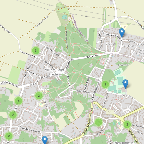 Carte des parkings à Villiers-Saint-Frédéric Thumbnail