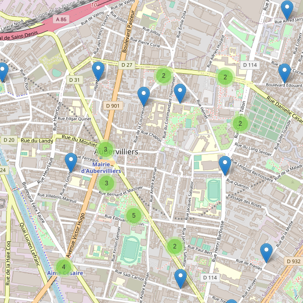 Carte des stationnement-velos à Aubervilliers Thumbnail