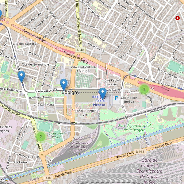 Carte des stationnement-velos à Bobigny Thumbnail
