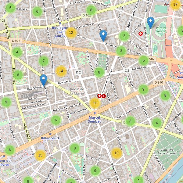 Carte des stationnement-velos à Boulogne-Billancourt Thumbnail
