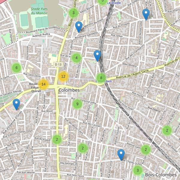 Carte des stationnement-velos à Colombes Thumbnail