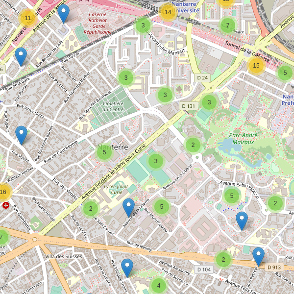 Carte des stationnement-velos à Nanterre Thumbnail