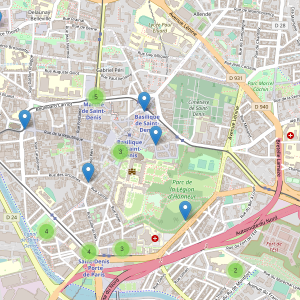 Carte des stationnement-velos à Saint-Denis Thumbnail