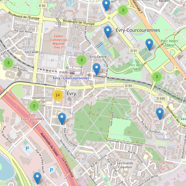 Carte des stationnement-velos à Évry (Essonne) Thumbnail