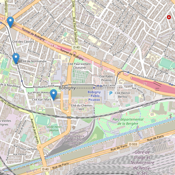 Thumbnail Carte des supermarchés à Bobigny