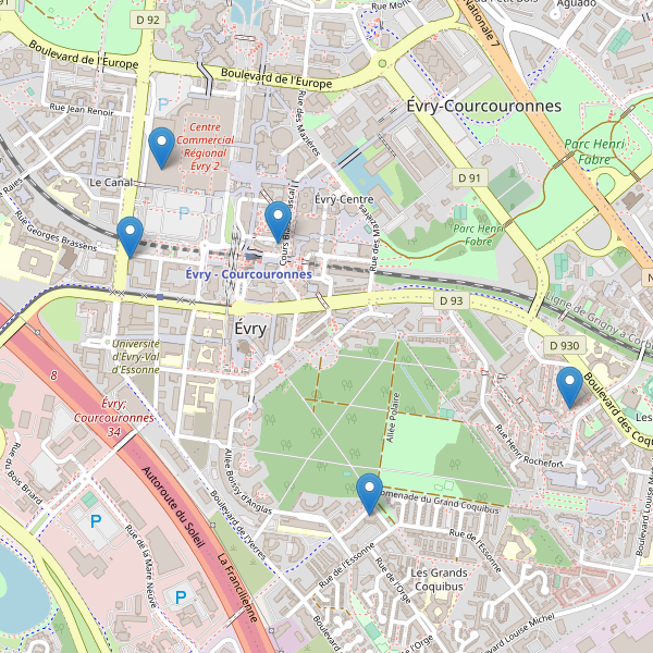 Thumbnail Carte des supermarchés à Évry (Essonne)