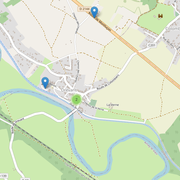 Carte des parkings à Drevant Thumbnail