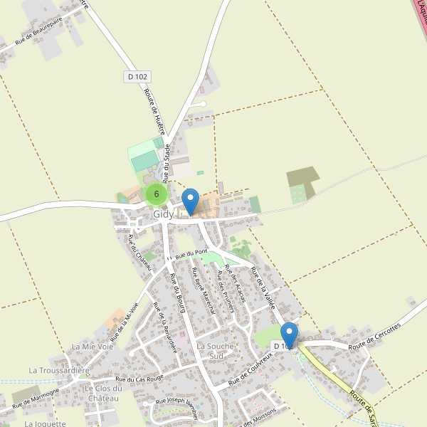 Carte des parkings à Gidy Thumbnail