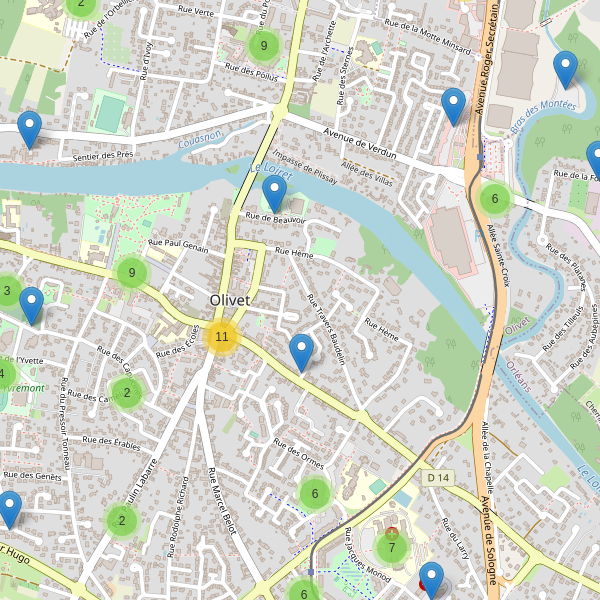 Carte des parkings à Olivet (Loiret) Thumbnail