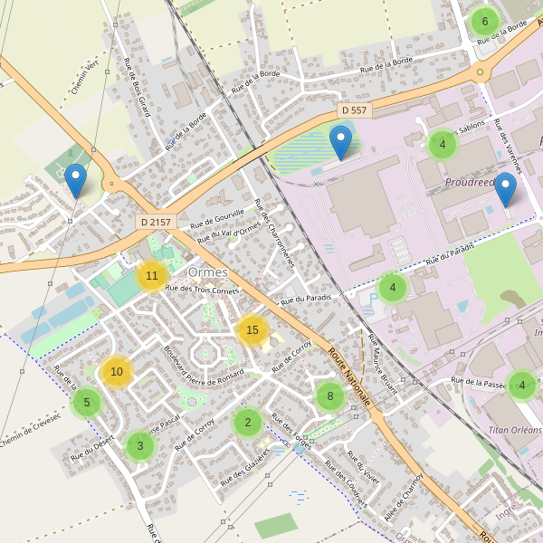 Carte des parkings à Ormes (Loiret) Thumbnail