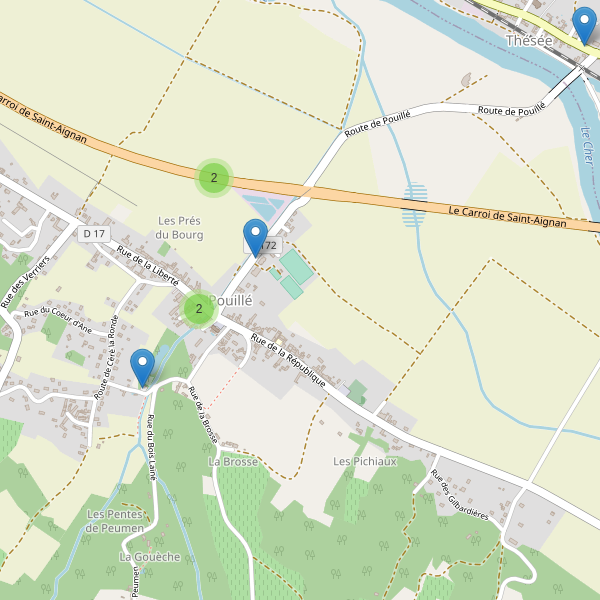 Carte des parkings à Pouillé (Loir-et-Cher) Thumbnail