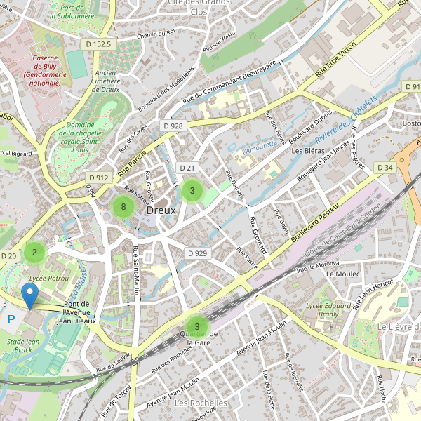Carte des stationnement-velos à Dreux Thumbnail