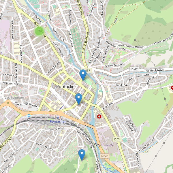 Carte des eglises à Pontarlier Thumbnail