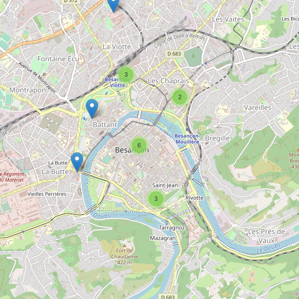 Thumbnail Carte des hôtels à Besançon