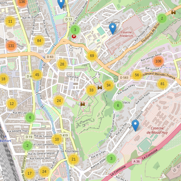 Thumbnail Carte des parkings à Belfort