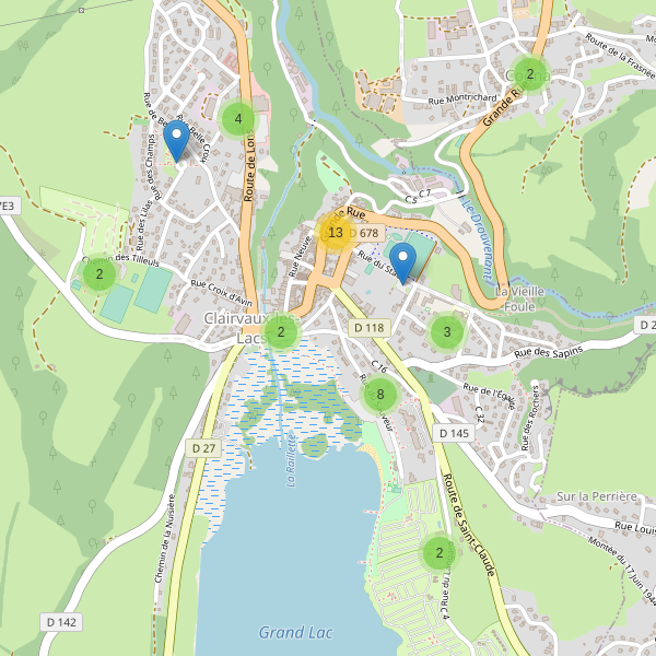 Carte des parkings à Clairvaux-les-Lacs Thumbnail