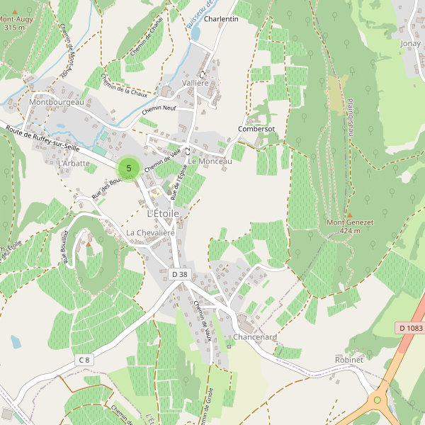 Carte des parkings à L'Étoile (Jura) Thumbnail
