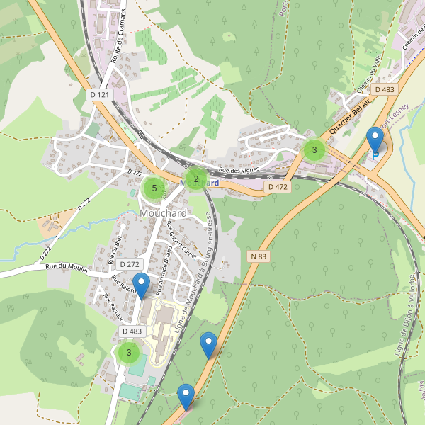 Carte des parkings à Mouchard Thumbnail