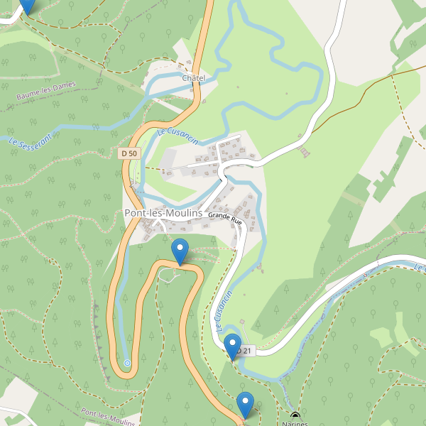 Carte des parkings à Pont-les-Moulins Thumbnail